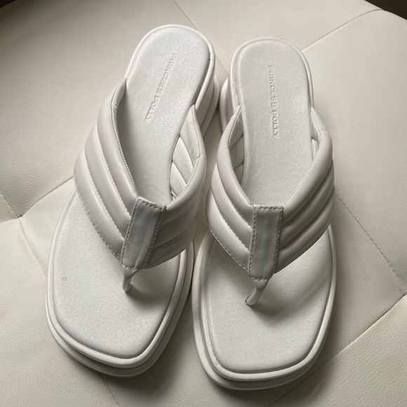 White Platform Flip Flop Sandals - Picture 2 of 8